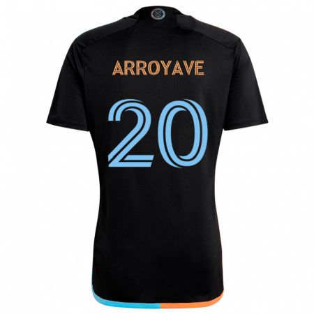 Kandiny Bambino Maglia Jacob Arroyave #20 Nero Arancione Blu Kit Gara Away 2024/25 Maglietta