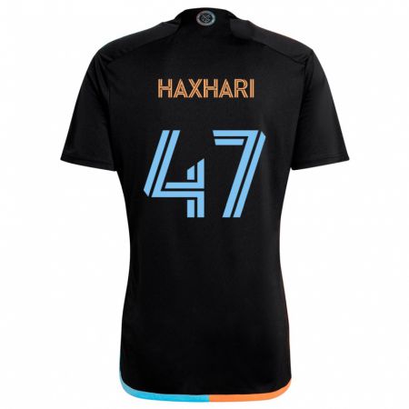 Kandiny Bambino Maglia Klevis Haxhari #47 Nero Arancione Blu Kit Gara Away 2024/25 Maglietta