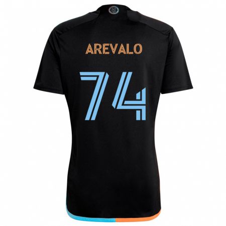 Kandiny Kinderen Ronny Arévalo #74 Zwart Oranje Blauw Uitshirt Uittenue 2024/25 T-Shirt