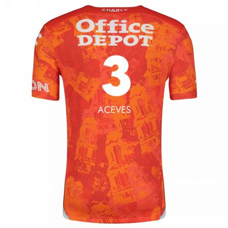 Kandiny Kinderen Alonso Aceves #3 Oranje Wit Uitshirt Uittenue 2024/25 T-Shirt