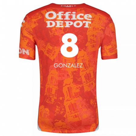 Kandiny Niño Camiseta Bryan González #8 Naranja Blanco 2ª Equipación 2024/25 La Camisa