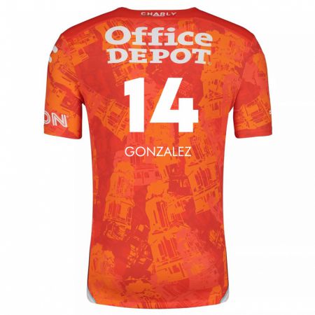 Kandiny Kinderen Arturo González #14 Oranje Wit Uitshirt Uittenue 2024/25 T-Shirt