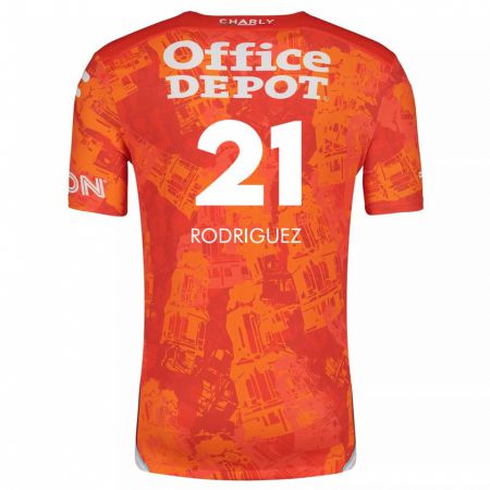 Kandiny Kinderen Valentín Rodríguez #21 Oranje Wit Uitshirt Uittenue 2024/25 T-Shirt