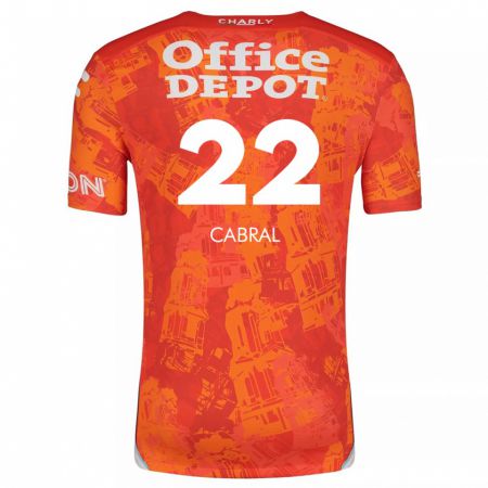 Kandiny Kinderen Gustavo Cabral #22 Oranje Wit Uitshirt Uittenue 2024/25 T-Shirt