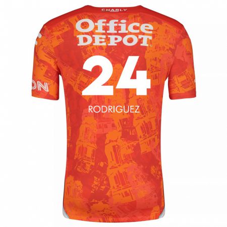 Kandiny Bambino Maglia Luis Rodríguez #24 Arancione Bianco Kit Gara Away 2024/25 Maglietta