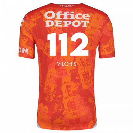 Kandiny Kinderen Leonardo Vílchis #112 Oranje Wit Uitshirt Uittenue 2024/25 T-Shirt