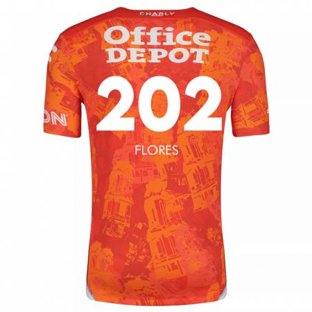 Kandiny Bambino Maglia Luis Flores #202 Arancione Bianco Kit Gara Away 2024/25 Maglietta