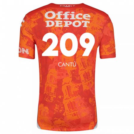 Kandiny Bambino Maglia Juan Cantú #209 Arancione Bianco Kit Gara Away 2024/25 Maglietta