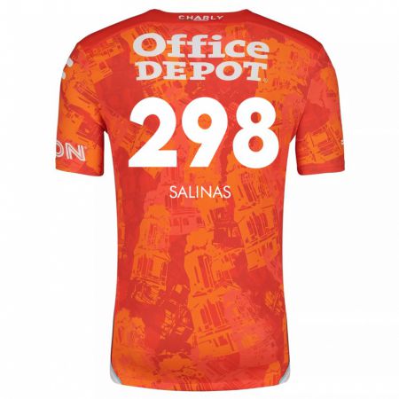 Kandiny Bambino Maglia Jesús Salinas #298 Arancione Bianco Kit Gara Away 2024/25 Maglietta