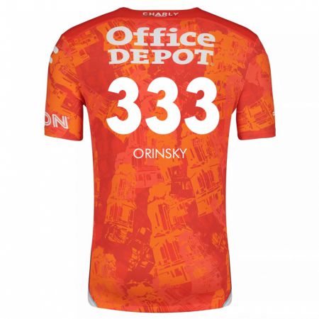 Kandiny Bambino Maglia Edson Orinsky #333 Arancione Bianco Kit Gara Away 2024/25 Maglietta