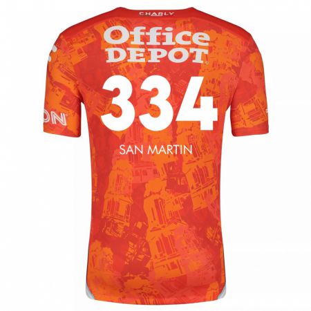 Kandiny Kinderen Uziel San Martín #334 Oranje Wit Uitshirt Uittenue 2024/25 T-Shirt