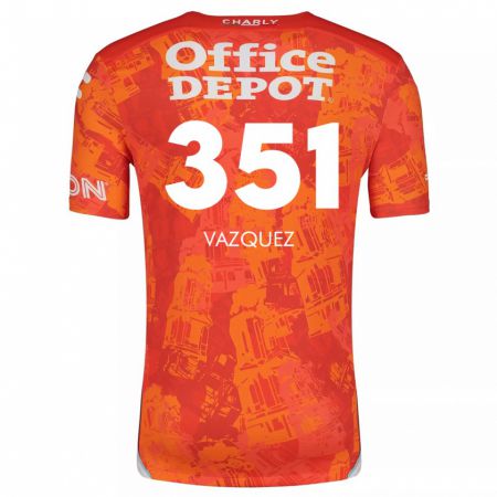 Kandiny Bambino Maglia Maximo Vázquez #351 Arancione Bianco Kit Gara Away 2024/25 Maglietta