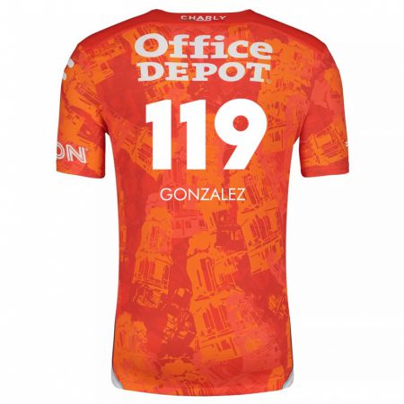 Kandiny Niño Camiseta Juan González #119 Naranja Blanco 2ª Equipación 2024/25 La Camisa