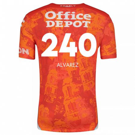 Kandiny Bambino Maglia Gael Álvarez #240 Arancione Bianco Kit Gara Away 2024/25 Maglietta