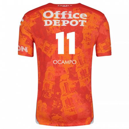 Kandiny Kinderen Mónica Ocampo #11 Oranje Wit Uitshirt Uittenue 2024/25 T-Shirt