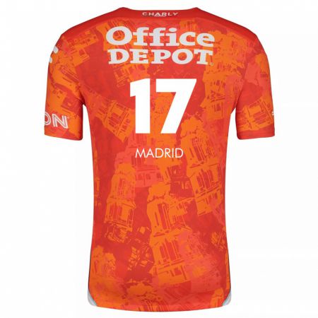 Kandiny Kinderen Yanín Madrid #17 Oranje Wit Uitshirt Uittenue 2024/25 T-Shirt België