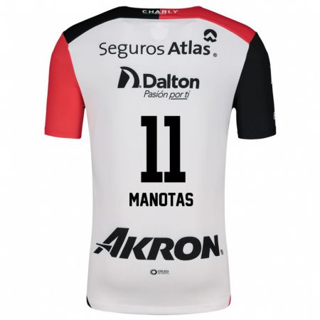 Kandiny Bambino Maglia Mauro Manotas #11 Bianco Rosso Nero Kit Gara Away 2024/25 Maglietta