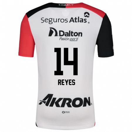 Kandiny Bambino Maglia Luis Reyes #14 Bianco Rosso Nero Kit Gara Away 2024/25 Maglietta