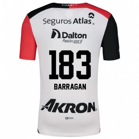 Kandiny Bambino Maglia Roberto Barragán #183 Bianco Rosso Nero Kit Gara Away 2024/25 Maglietta