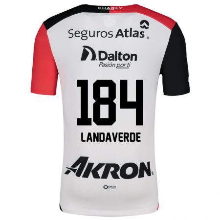 Kandiny Bambino Maglia Antero Landaverde #184 Bianco Rosso Nero Kit Gara Away 2024/25 Maglietta