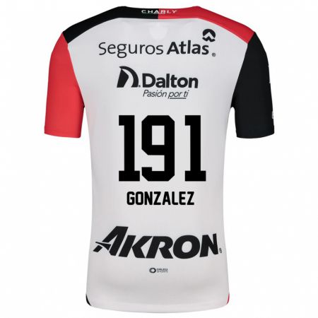 Kandiny Bambino Maglia Juan González #191 Bianco Rosso Nero Kit Gara Away 2024/25 Maglietta