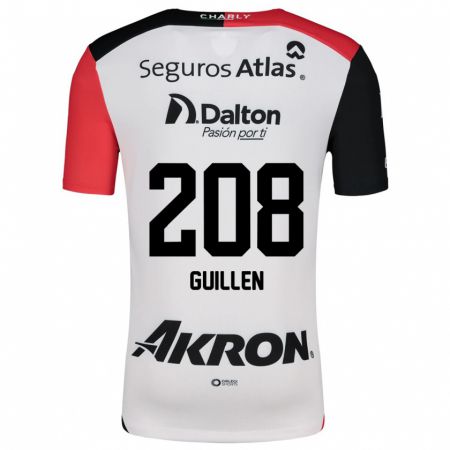 Kandiny Bambino Maglia Jesús Guillén #208 Bianco Rosso Nero Kit Gara Away 2024/25 Maglietta