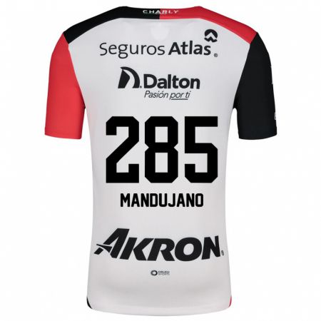 Kandiny Bambino Maglia Sebastián Mandujano #285 Bianco Rosso Nero Kit Gara Away 2024/25 Maglietta