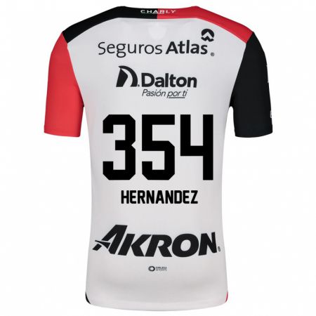 Kandiny Bambino Maglia Daniel Hernández #354 Bianco Rosso Nero Kit Gara Away 2024/25 Maglietta