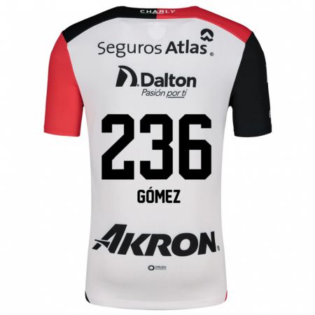 Kandiny Bambino Maglia José Gómez #236 Bianco Rosso Nero Kit Gara Away 2024/25 Maglietta