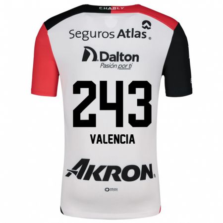 Kandiny Bambino Maglia Luis Valencia #243 Bianco Rosso Nero Kit Gara Away 2024/25 Maglietta