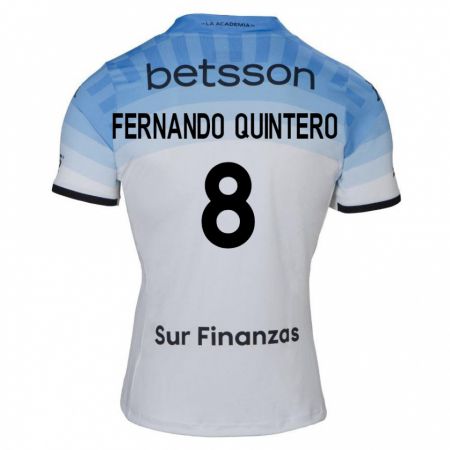 Kandiny Bambino Maglia Juan Fernando Quintero #8 Bianco Blu Nero Kit Gara Away 2024/25 Maglietta