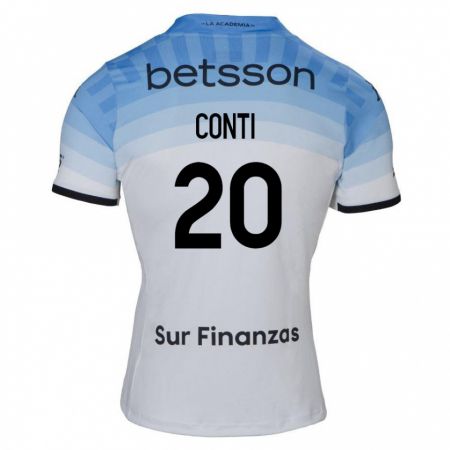 Kandiny Bambino Maglia Germán Conti #20 Bianco Blu Nero Kit Gara Away 2024/25 Maglietta