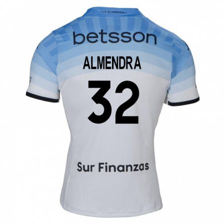 Kandiny Bambino Maglia Agustín Almendra #32 Bianco Blu Nero Kit Gara Away 2024/25 Maglietta