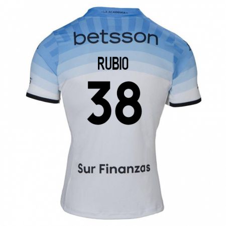 Kandiny Bambino Maglia Tobías Rubio #38 Bianco Blu Nero Kit Gara Away 2024/25 Maglietta