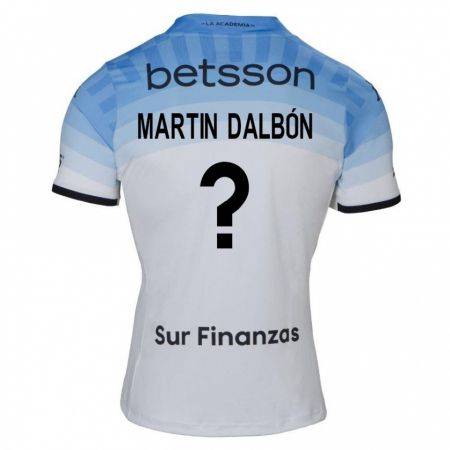 Kandiny Bambino Maglia Juan Martin Dalbón #0 Bianco Blu Nero Kit Gara Away 2024/25 Maglietta