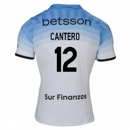 Kandiny Bambino Maglia Milton Cantero #12 Bianco Blu Nero Kit Gara Away 2024/25 Maglietta