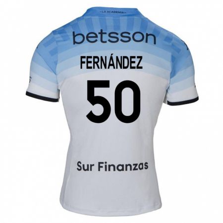 Kandiny Bambino Maglia Román Fernández #50 Bianco Blu Nero Kit Gara Away 2024/25 Maglietta