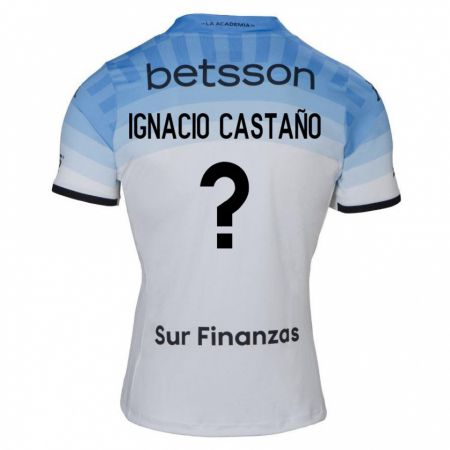 Kandiny Niño Camiseta Juan Ignacio Castaño #0 Blanco Azul Negro 2ª Equipación 2024/25 La Camisa