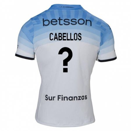 Kandiny Bambino Maglia Axel Cabellos #0 Bianco Blu Nero Kit Gara Away 2024/25 Maglietta