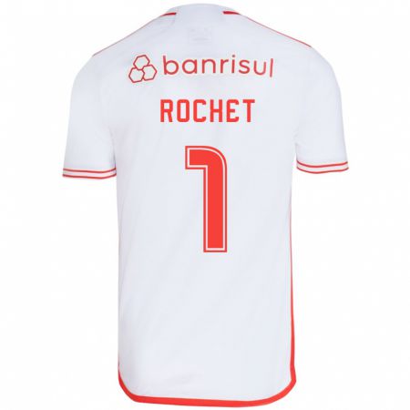 Kandiny Bambino Maglia Sergio Rochet #1 Bianco Rosso Kit Gara Away 2024/25 Maglietta