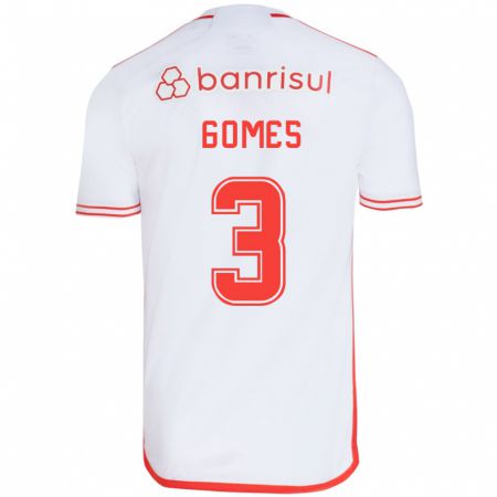 Kandiny Bambino Maglia Igor Gomes #3 Bianco Rosso Kit Gara Away 2024/25 Maglietta