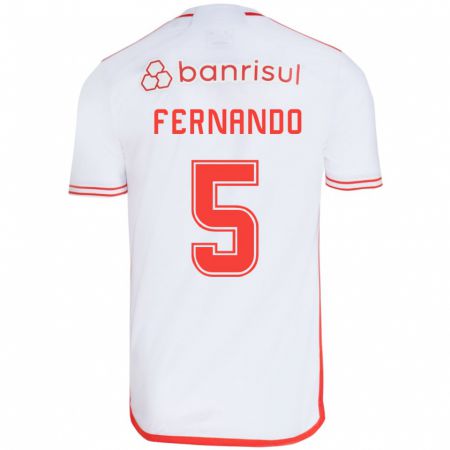 Kandiny Bambino Maglia Fernando #5 Bianco Rosso Kit Gara Away 2024/25 Maglietta