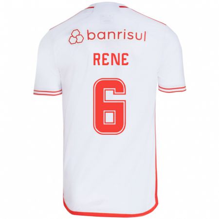 Kandiny Bambino Maglia Renê #6 Bianco Rosso Kit Gara Away 2024/25 Maglietta