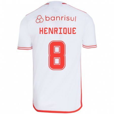 Kandiny Bambino Maglia Bruno Henrique #8 Bianco Rosso Kit Gara Away 2024/25 Maglietta