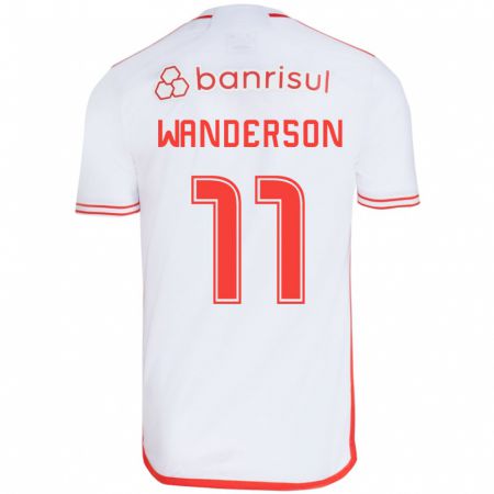 Kandiny Kinderen Wanderson #11 Wit Rood Uitshirt Uittenue 2024/25 T-Shirt België