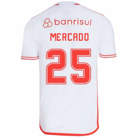 Kandiny Kinderen Gabriel Mercado #25 Wit Rood Uitshirt Uittenue 2024/25 T-Shirt België