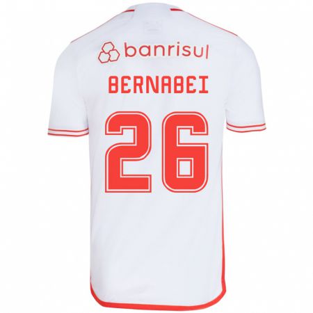 Kandiny Kinderen Alexandro Bernabéi #26 Wit Rood Uitshirt Uittenue 2024/25 T-Shirt