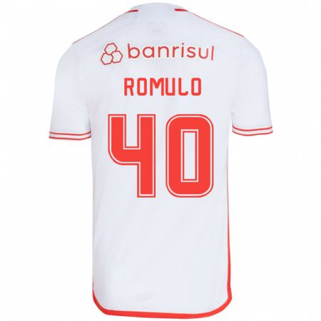 Kandiny Bambino Maglia Rômulo #40 Bianco Rosso Kit Gara Away 2024/25 Maglietta