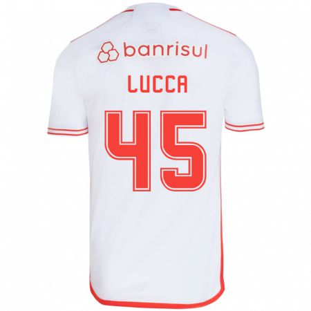 Kandiny Bambino Maglia Lucca #45 Bianco Rosso Kit Gara Away 2024/25 Maglietta