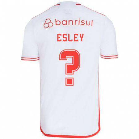 Kandiny Bambino Maglia Esley #0 Bianco Rosso Kit Gara Away 2024/25 Maglietta